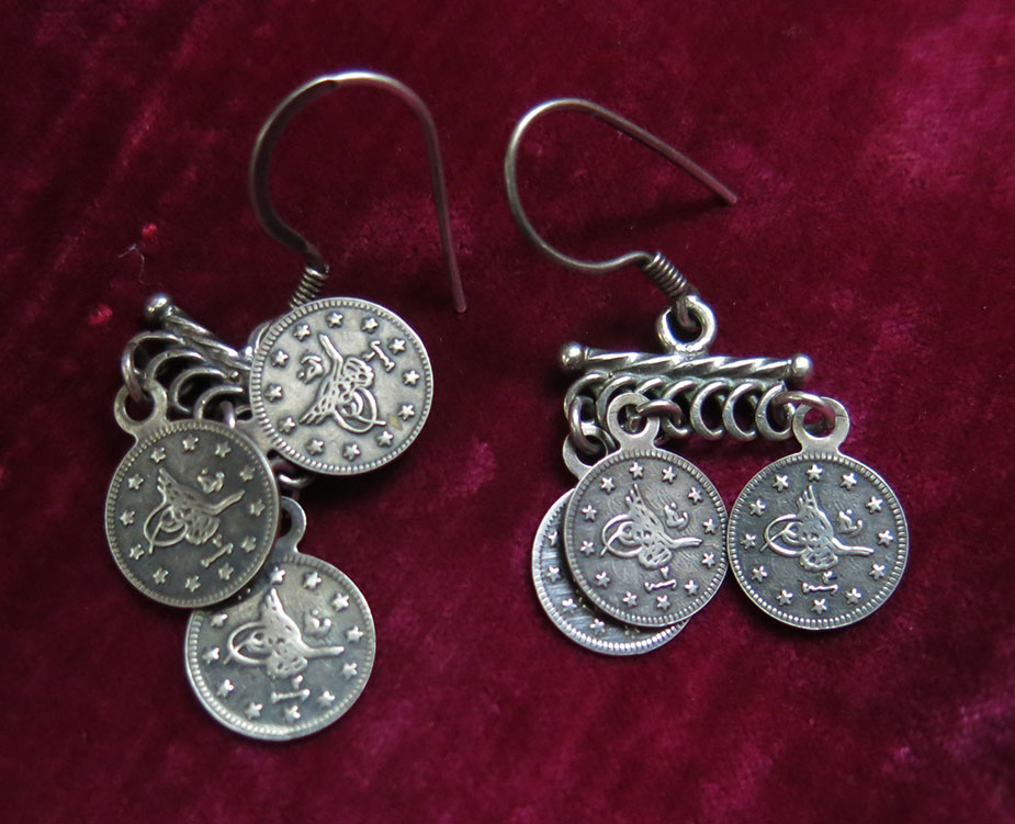 TURKEY - ISTANBUL Ottoman coins silver earrings