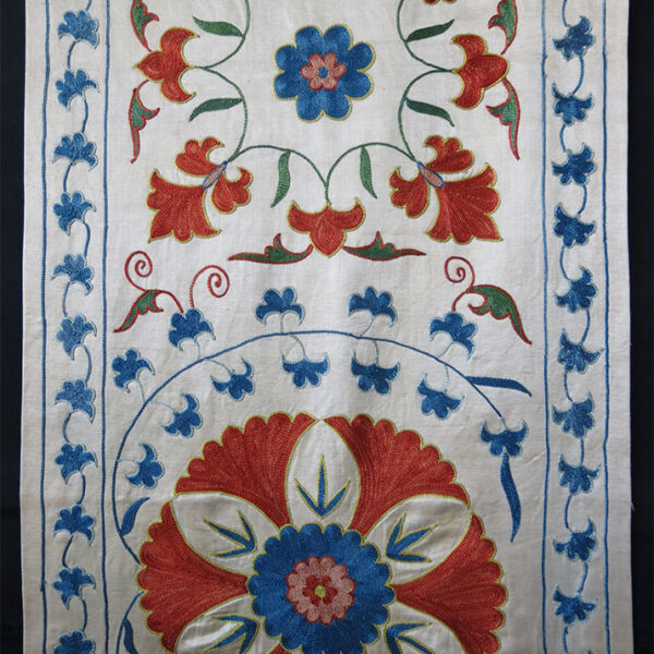UZBEKISTAN – FARGANA VALLEY Silk fine embroidered Suzani runner