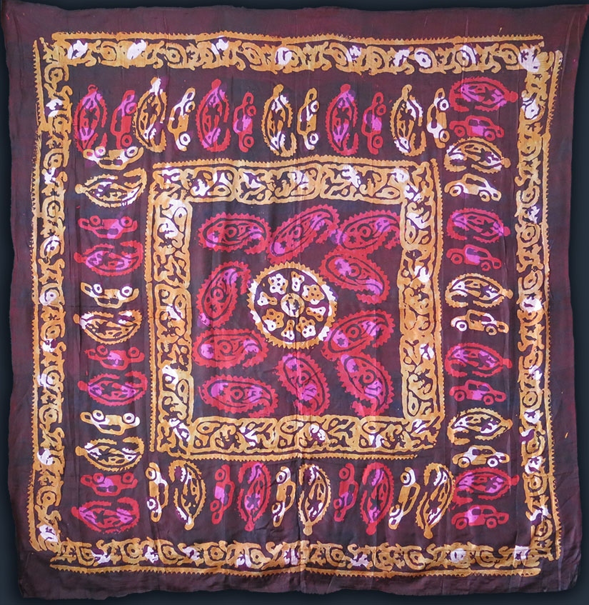 AZERBAIJAN TABRIZ Hand loomed ethnic tie-dye silk scarf