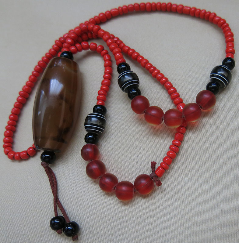 MANU Tibetan Eye Dzi Mala Spiritual Style Necklace