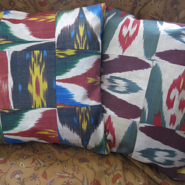 UZBEKISTAN ADRAS IKAT patchwork pair of pillow covers
