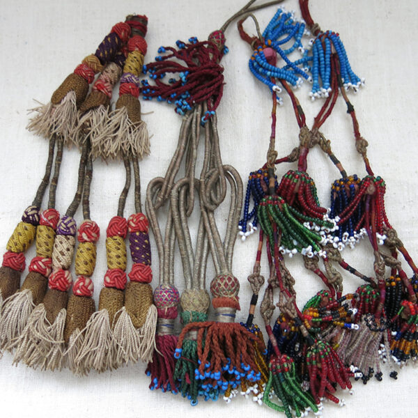 AFGHANISTAN – TURKMEN / TAJIK tribal beaded silk and metallic tassels