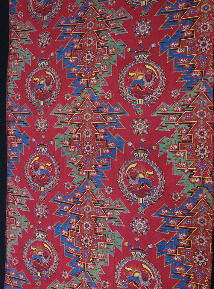 RUSSIAN Roller printed cotton fabric fragment