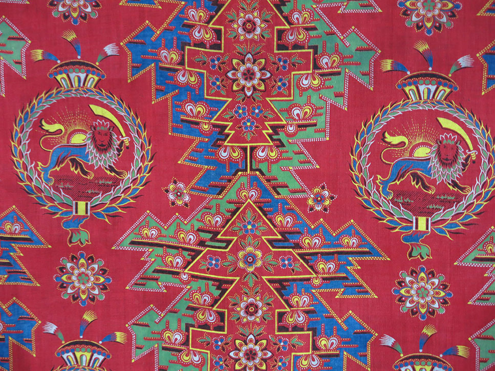 RUSSIAN Roller printed cotton fabric fragment