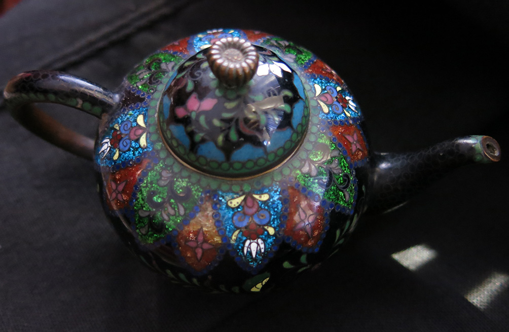 Antique Japanese Cloisonne footed teapot