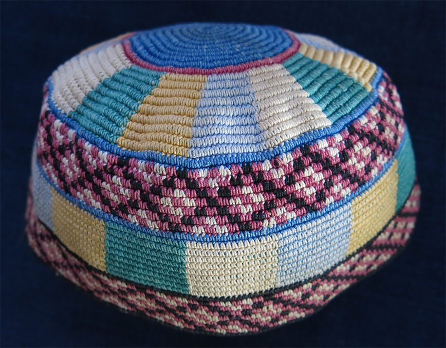 LEBANON tribal hand knitted ethnic silk hat
