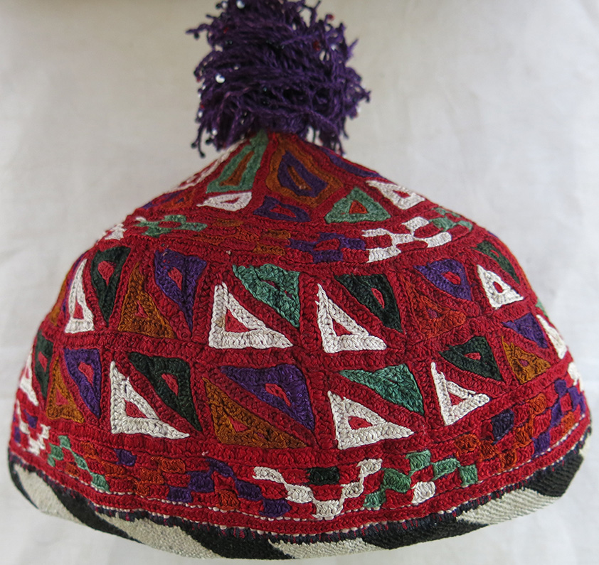 TURKMENSAHRA - Turkmen tribal silk ethnic hat
