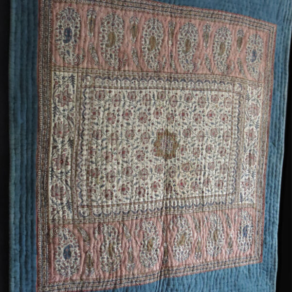 Shahsavan ethnic blanket with Isfahan Qalam Qari printed painted top cover