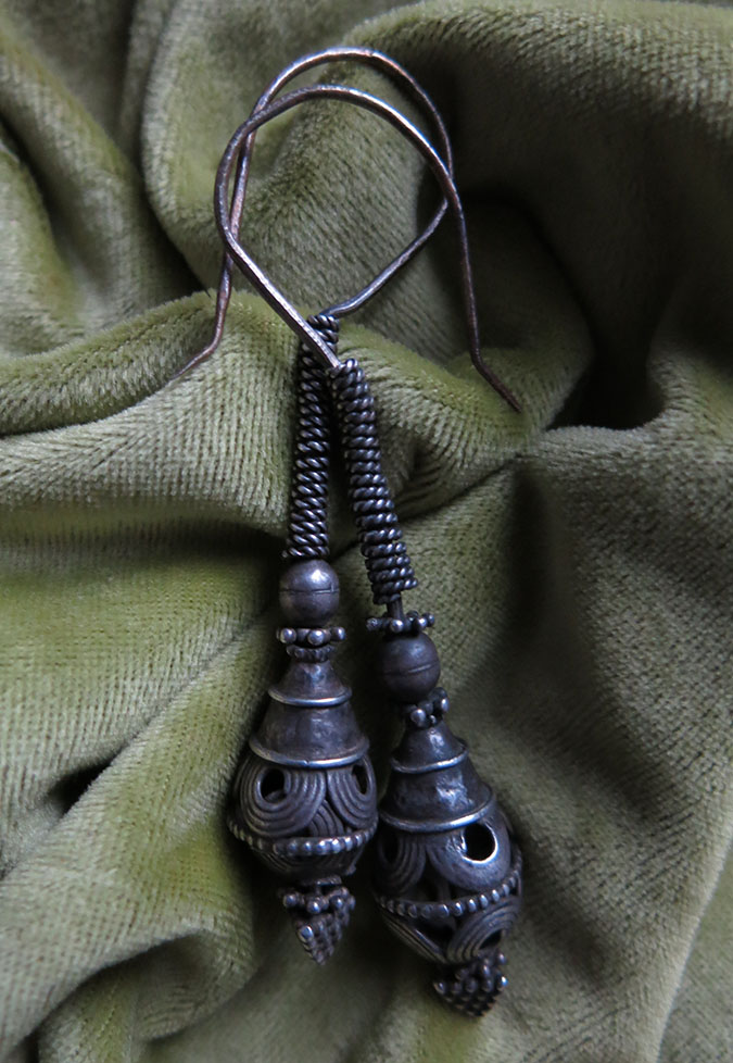 TURKMEN ERSARY antique Silver Head dress pair of pendants