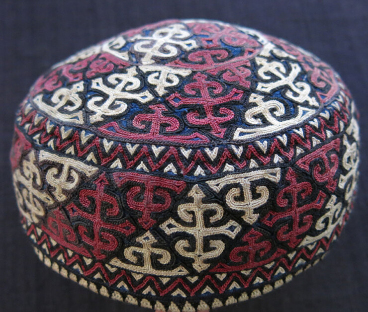 TURKMENISTAN Yomud tribal silk embroidery hat