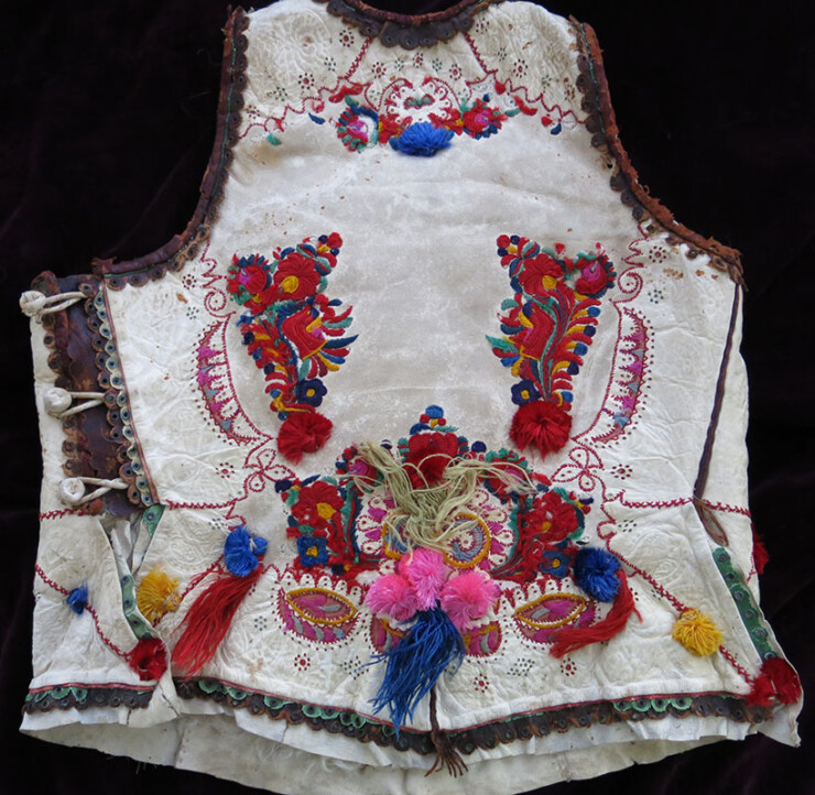 HUNGARIAN / UKRAINIAN decorated traditional leather child vest
