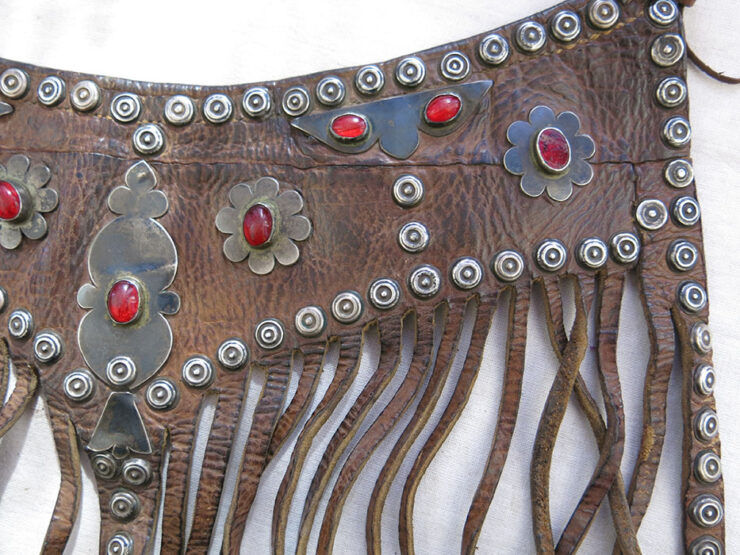 TURKMENISTAN Leather / Silver Horse forehead and eye decoration