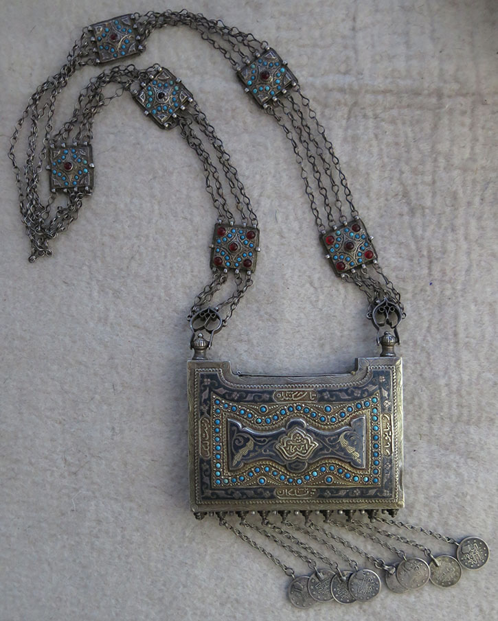 UZBEK KHOREZM KHIVA TUMAR Silver talisman necklace