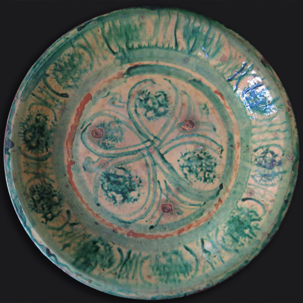 UZBEKISTAN, BOKHARA large glazed ceramic plate