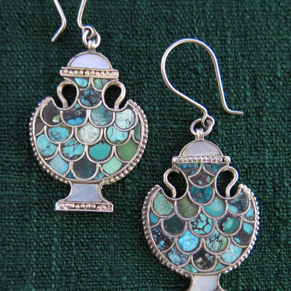 UZBEKISTAN BOKHARA ETHNIC Silver Turquoise earrings