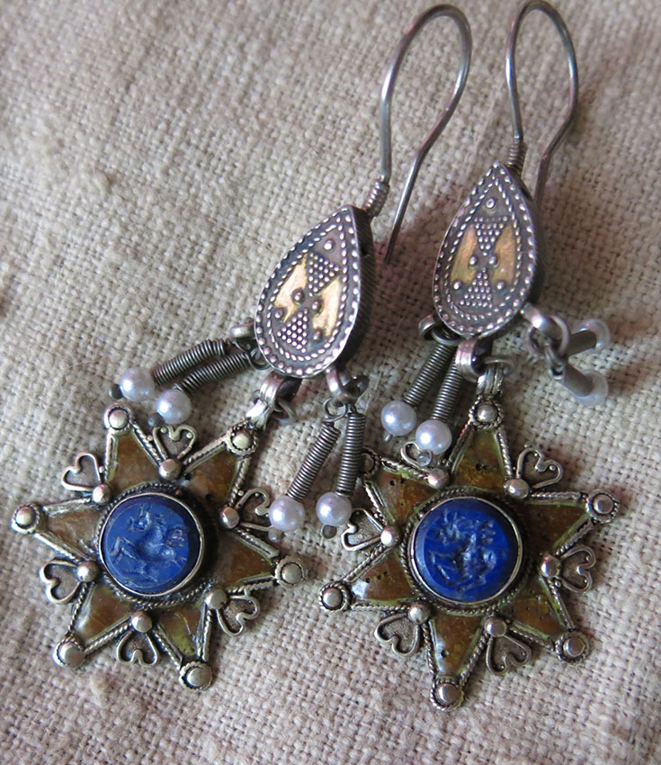 KAZAKHSTAN high karat silver ethnic earrings
