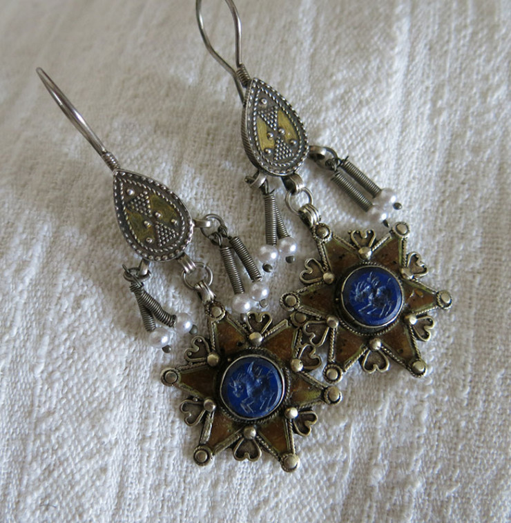 KAZAKHSTAN high karat silver ethnic earrings