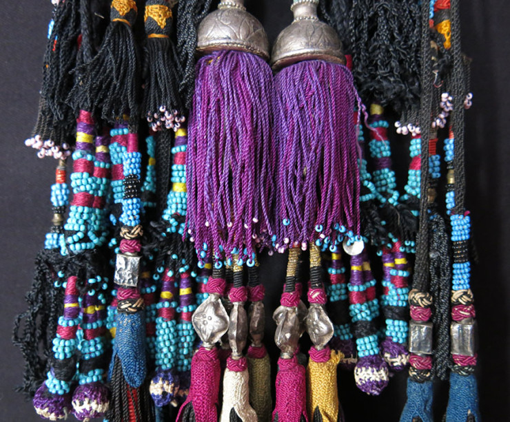 UZBEKISTAN – SURKHANDARYA, tribal silk and glass beaded combination of tassels