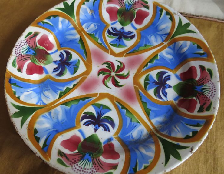 UZBEKISTAN – M.S.Kuznetsov Pair of Vintage FLORAL design ceramic plates
