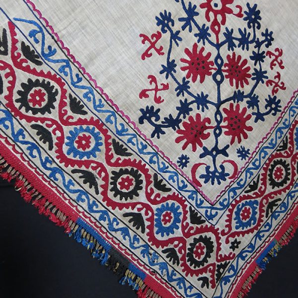 TAJIKISTAN – KYRGYZ Traditional silk embroidered ethnic scarf Kyrgak / Duriya