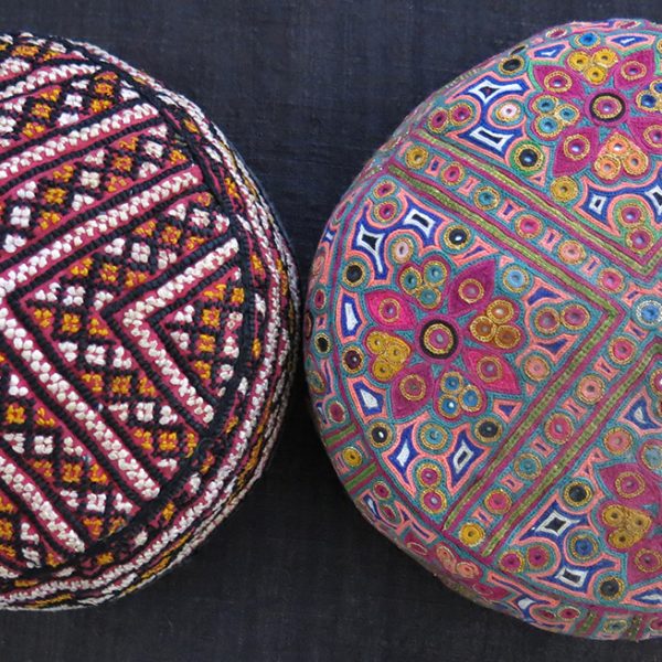 AFGHANISTAN two ethnic hand embroidered men's caps