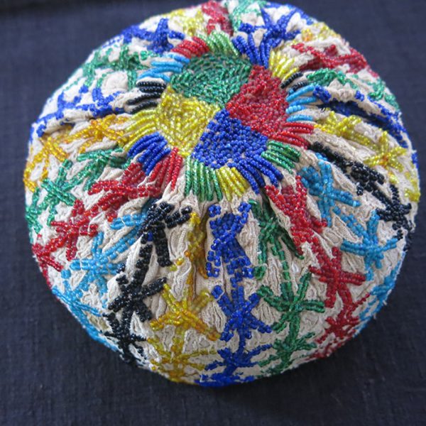 WESTERN ANATOLIA KUTAHYA tribal glass bead embroidered hat