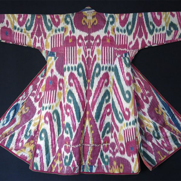 TAJIKISTAN – HISSAR Silk adras Ikat Chapan / Robe